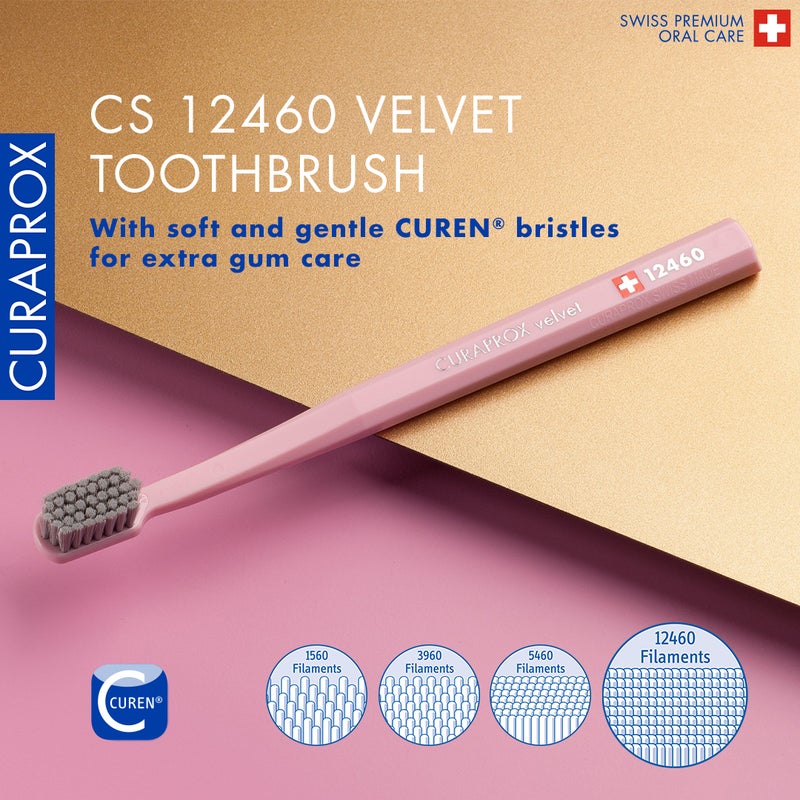 CURAPROX CS 12460 Velvet 2025 Toothbrush, 2 Pack I Limited Edition Ultra-Soft Toothbrush with 12,460 Bristles I Gentle, Non-Irritating Cleaning for Sensitive Teeth & Gums I Made in Switzerland - Image 2